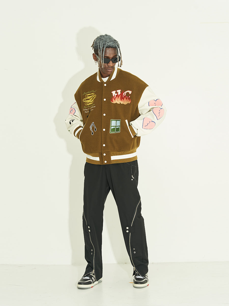 Harsh and Cruel Graffiti Logo Smiley Face Love Heart UFO Varsity Jacket | Face 3 Face