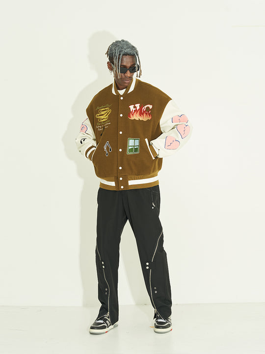 Harsh and Cruel Graffiti Logo Smiley Face Love Heart UFO Varsity Jacket | Face 3 Face