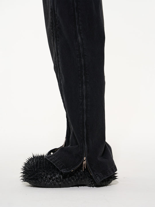 BLIND NO PLAN Multi Close Zipper Washed Denim Jeans