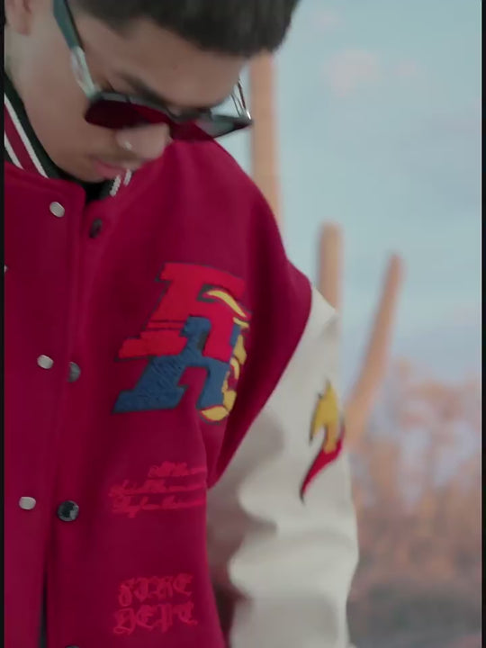 AFGK Flame Letters Varsity Jacket