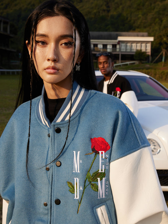 MEDM Rose Embroidery Varsity Jacket | Face 3 Face