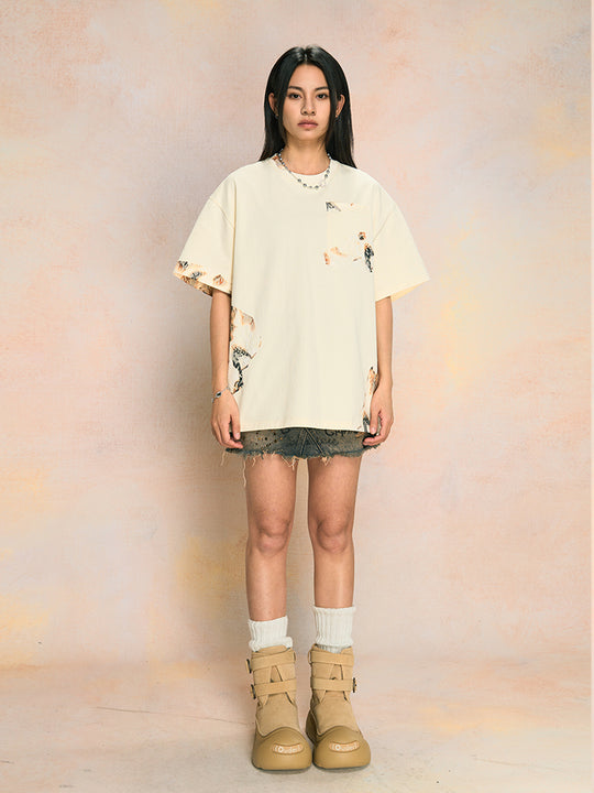 YADcrew Fire Lace Patchwork Tee