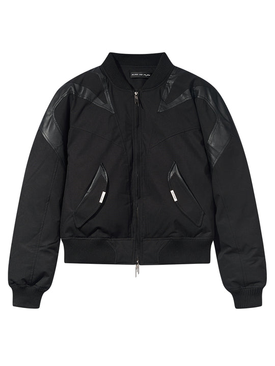 BLIND NO PLAN Mechanical Patchwork Lambs Leg Sleeve Bomber Jacket