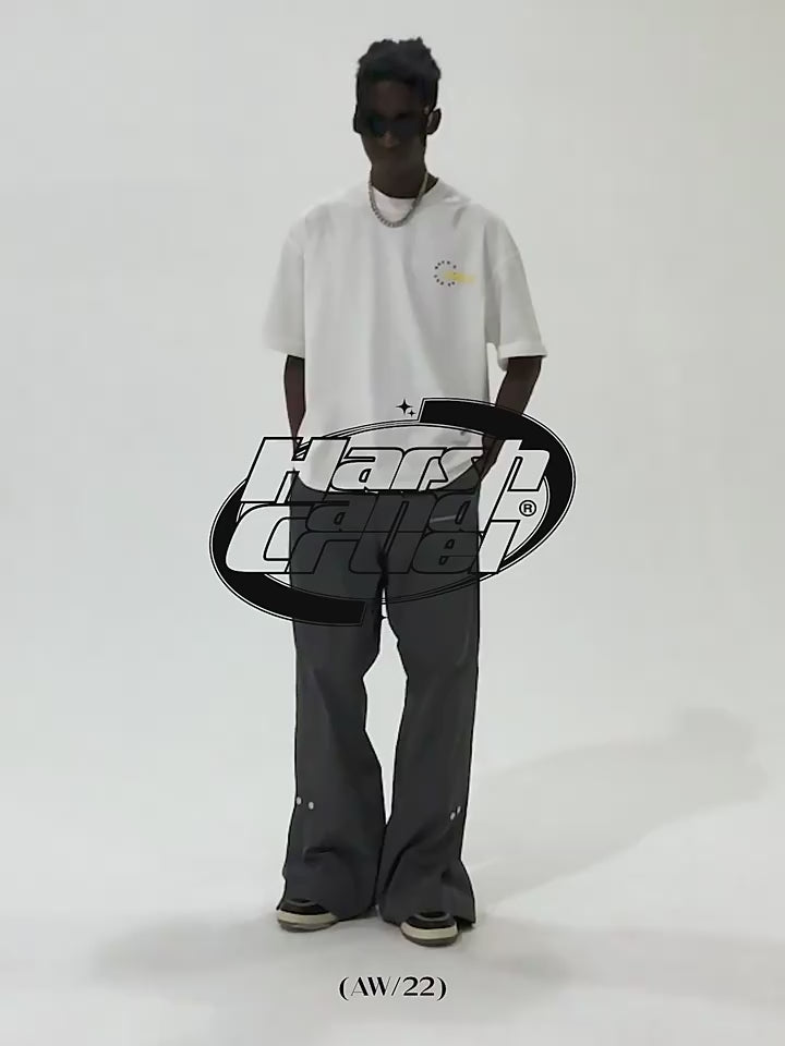 Harsh and Cruel Wide Leg Buttons Flared Trousers