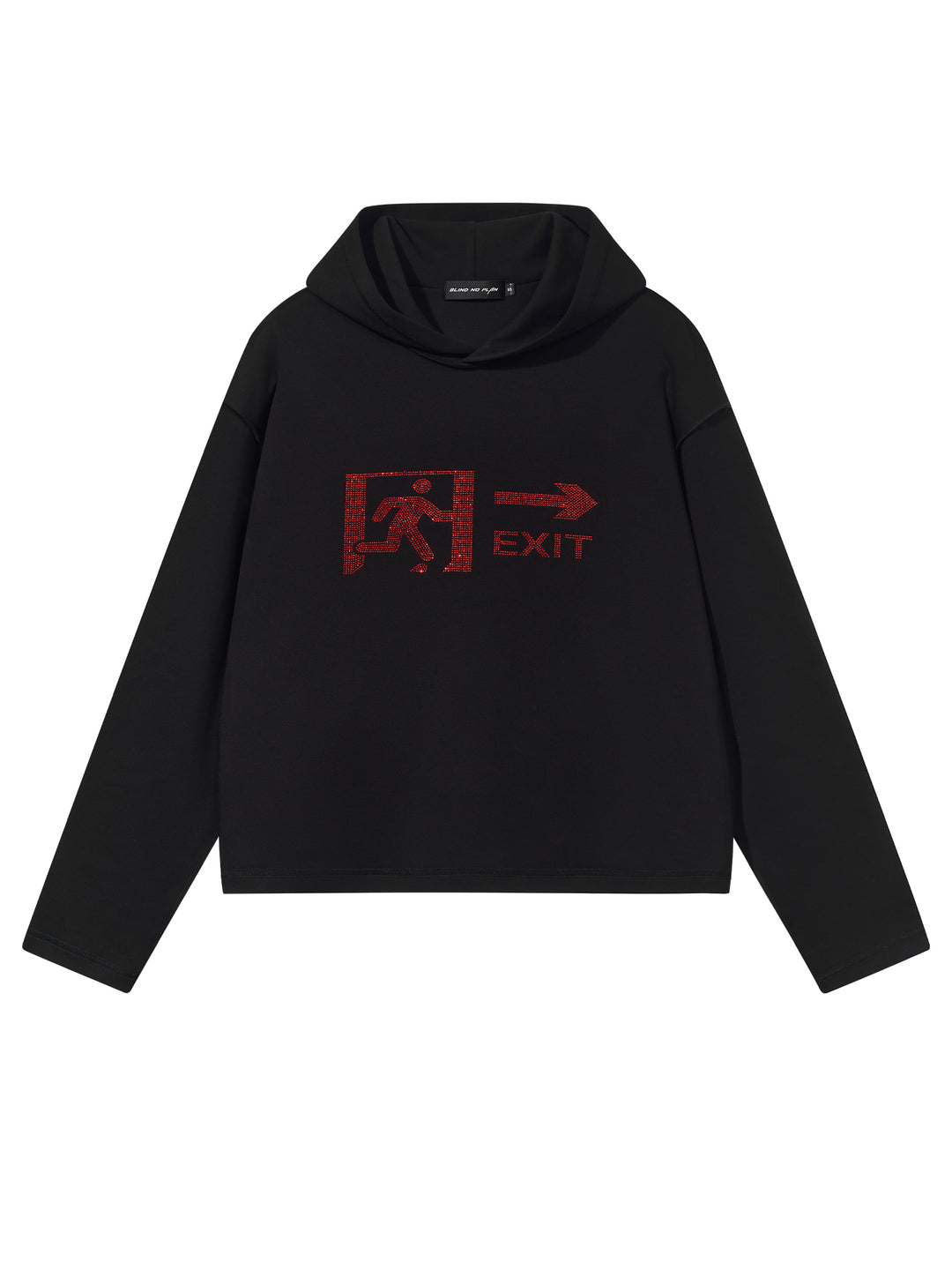 BLIND NO PLAN EMERGENCY EXIT Rhinestones Logo Hoodie