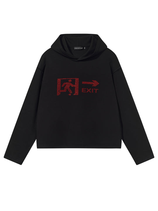 BLIND NO PLAN EMERGENCY EXIT Rhinestones Logo Hoodie