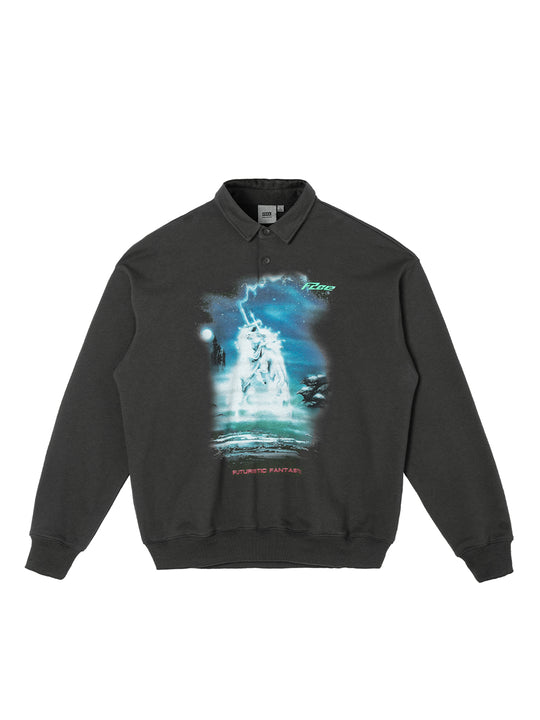 F2CE Retro Vintage Print Polo Sweatshirts | Face 3 Face