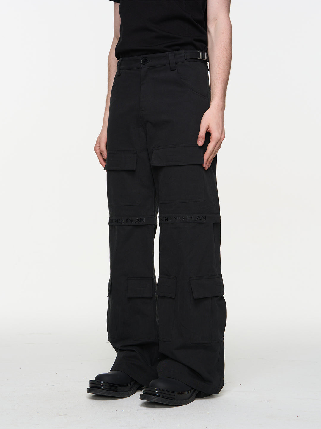BLIND NO PLAN Two Tone Pocket Removable Logo Embroidered Work Pants