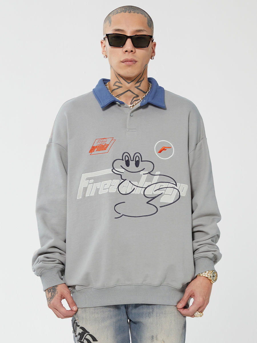 F2CE Fire 2 Cold Ego LOGO Vintage Print Polo Sweatshirts | Face 3 Face