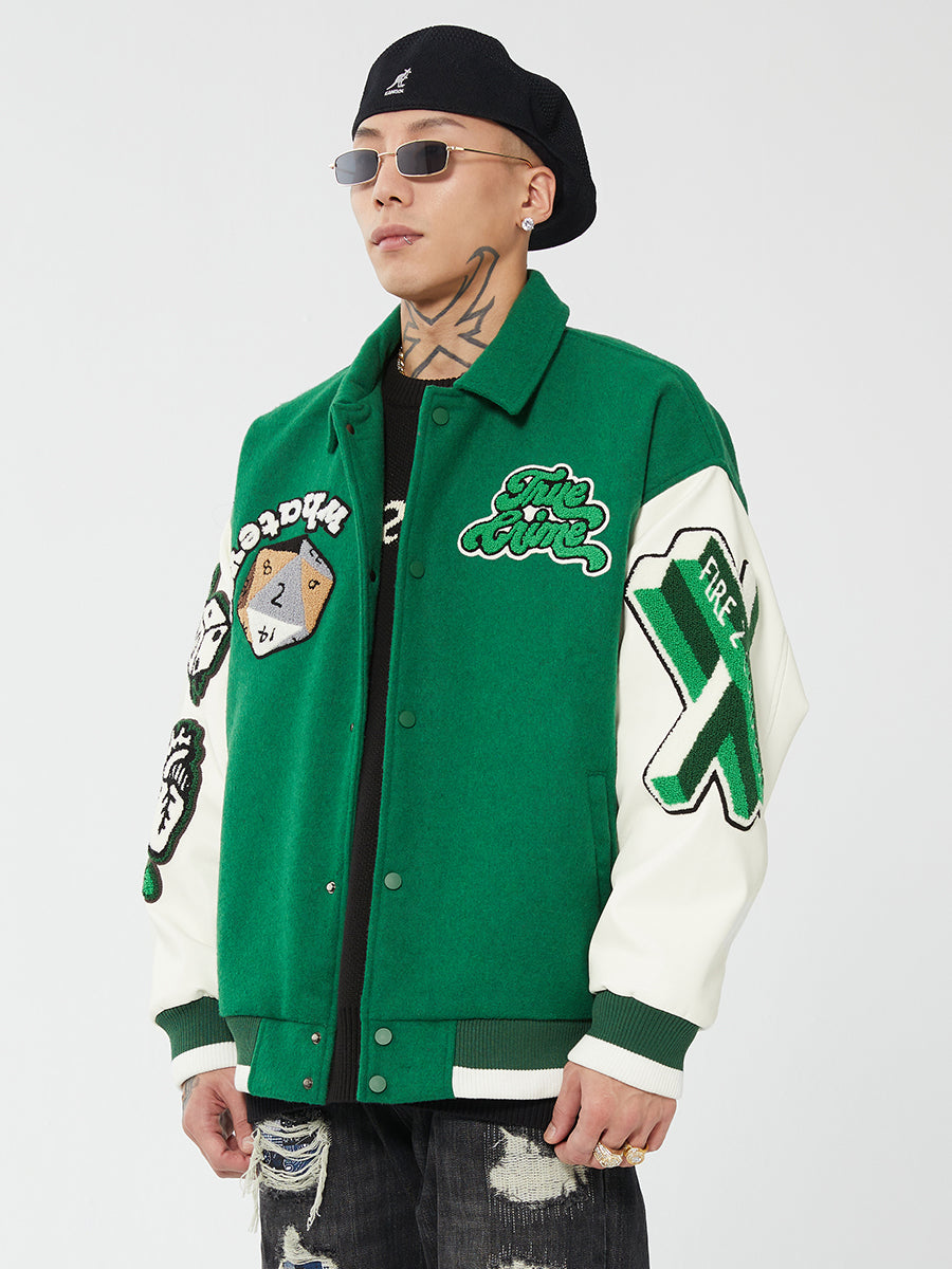 F2CE Fire 2 Cold Ego Embroidered Wool Varsity Jacket | Face 3 Face