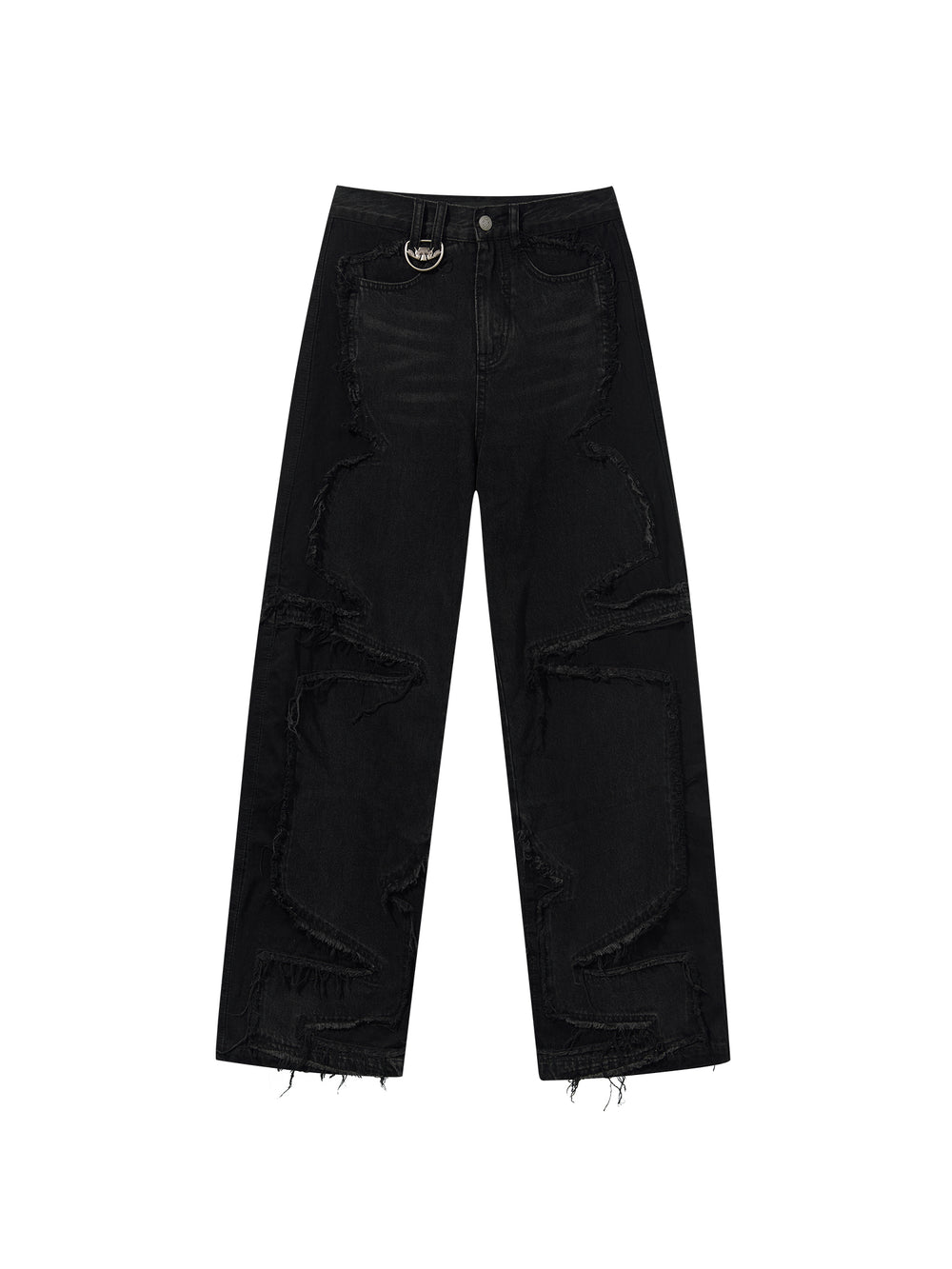 BLIND NO PLAN Raw Edge Split Wash Denim Jeans