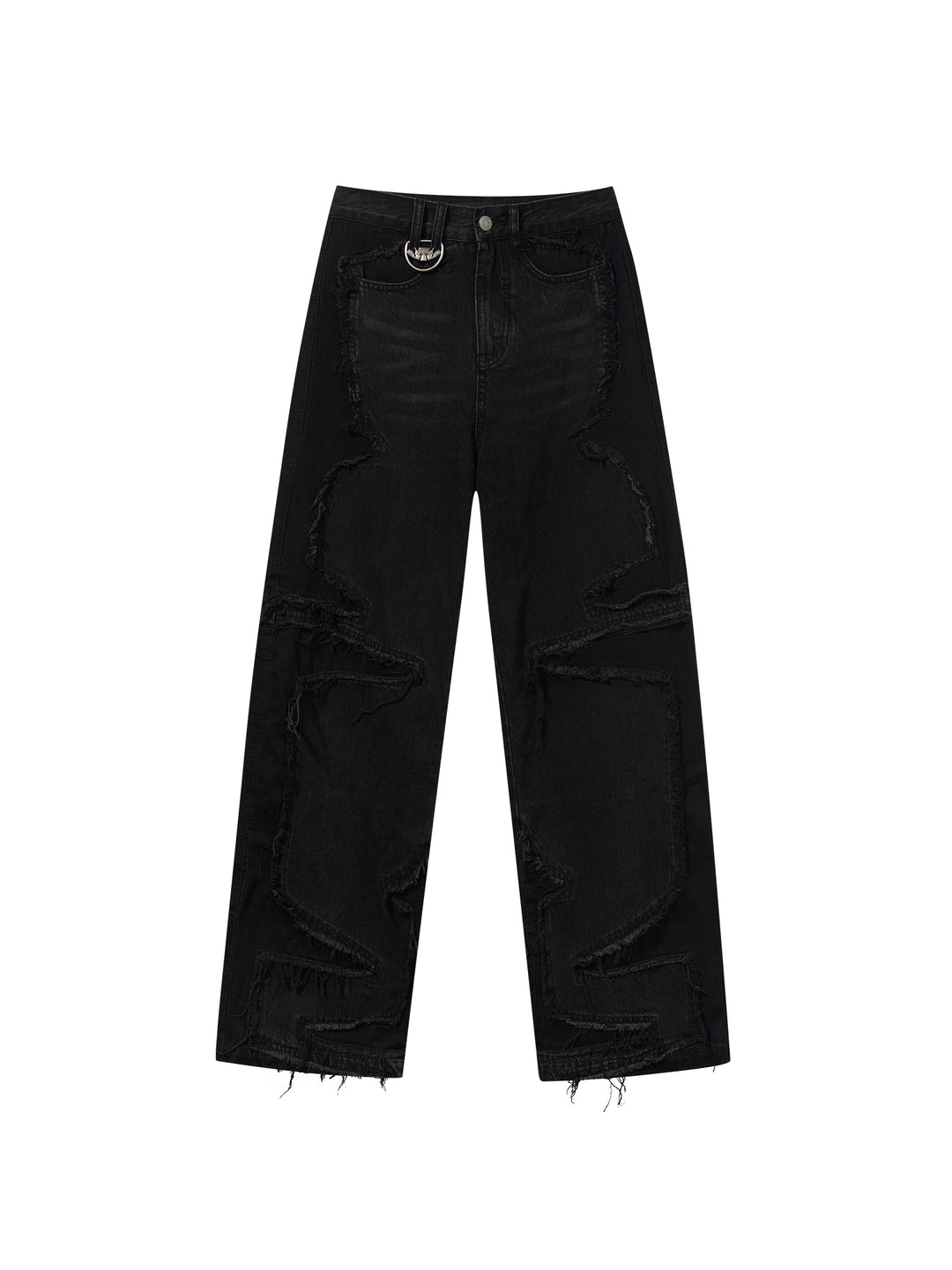 BLIND NO PLAN Raw Edge Split Wash Denim Jeans