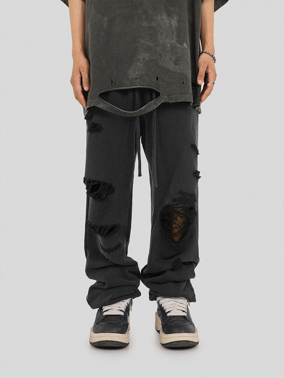 UNDERWATER Destroyed Messy Needle Embroidery Sweatpants