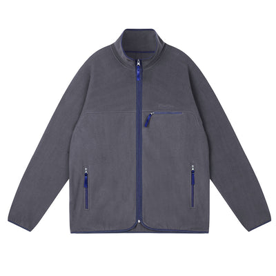 Wassup House Contrasting Edge Zipper Fleece Jacket