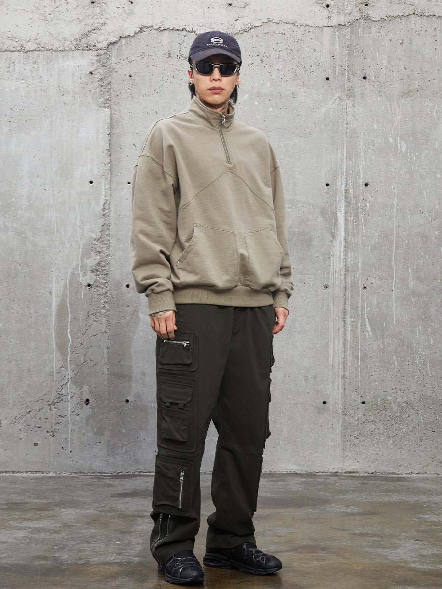 F2CE Stand Up Collar Half Zipper Sweatshirt