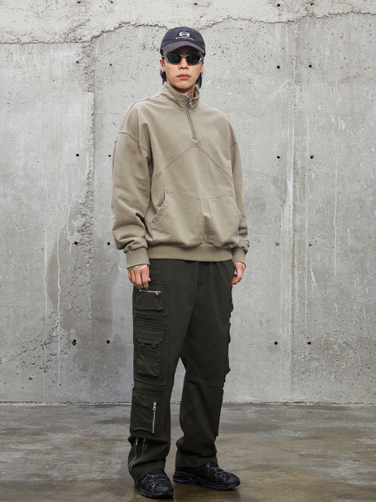 F2CE Stand Up Collar Half Zipper Sweatshirt