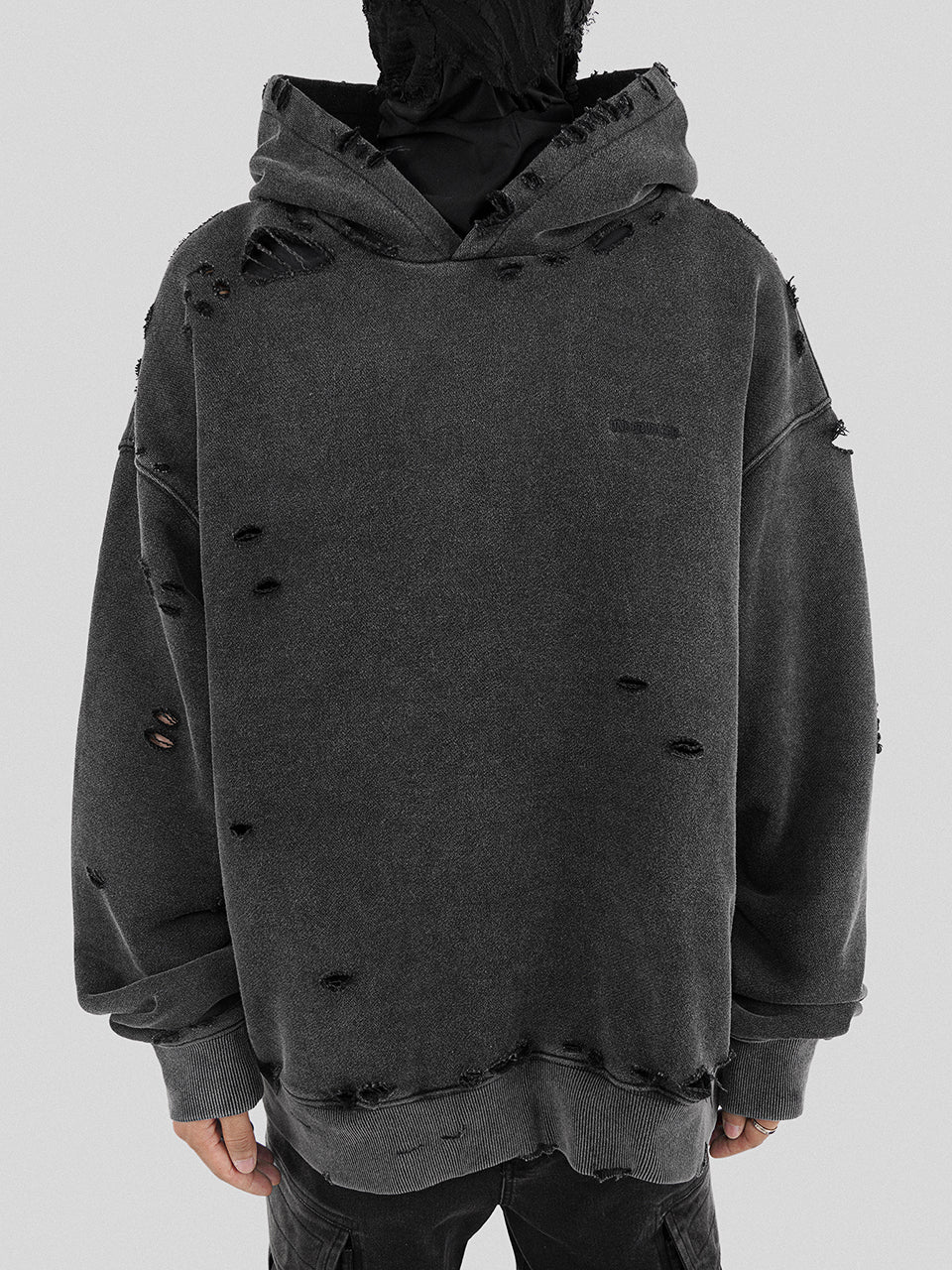 UNDERWATER Damaged Faded Logo Embroidered Hoodie