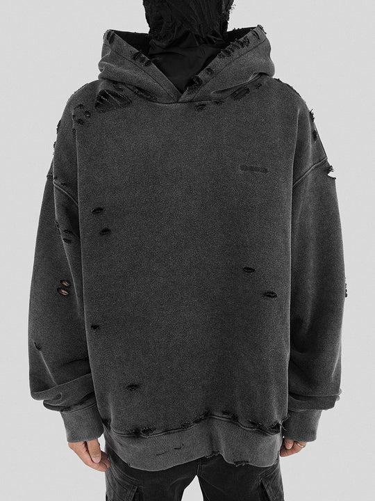 UNDERWATER Damaged Faded Logo Embroidered Hoodie