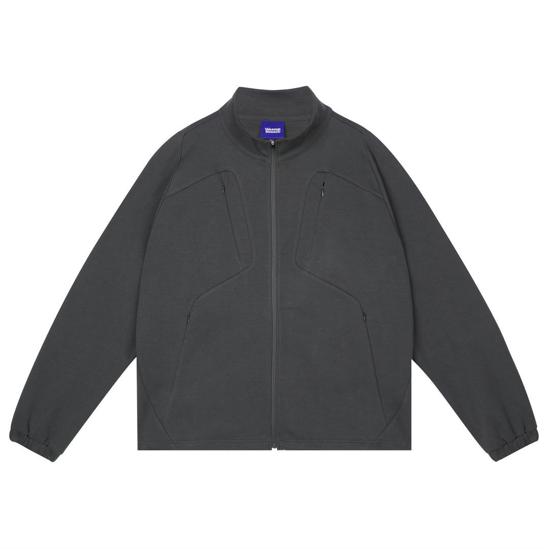 Wassup House Patchwork Deconstruction Zipper Sweater Jacket