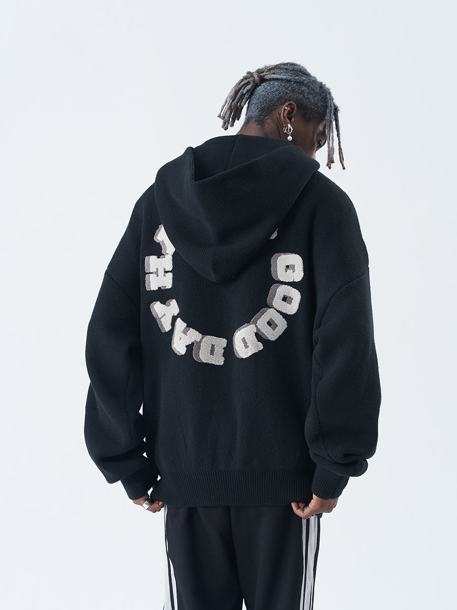 Harsh and Cruel Circular 3D LOGO Hoodie Knit Sweater | Face 3 Face