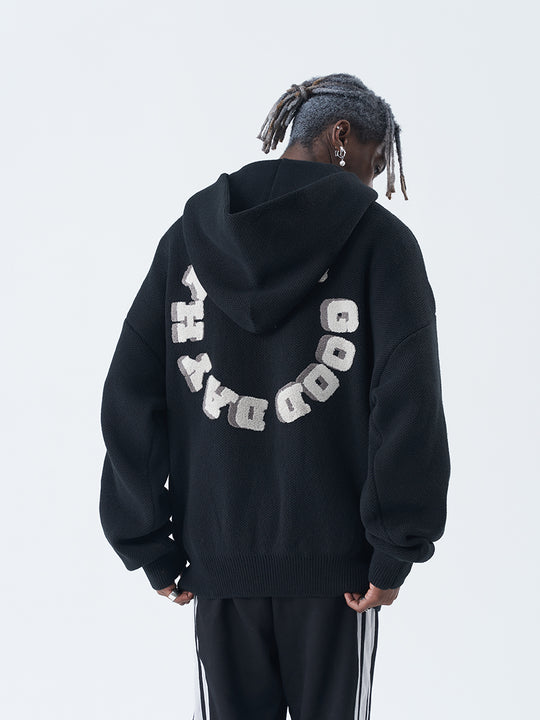 Harsh and Cruel Circular 3D LOGO Hoodie Knit Sweater | Face 3 Face