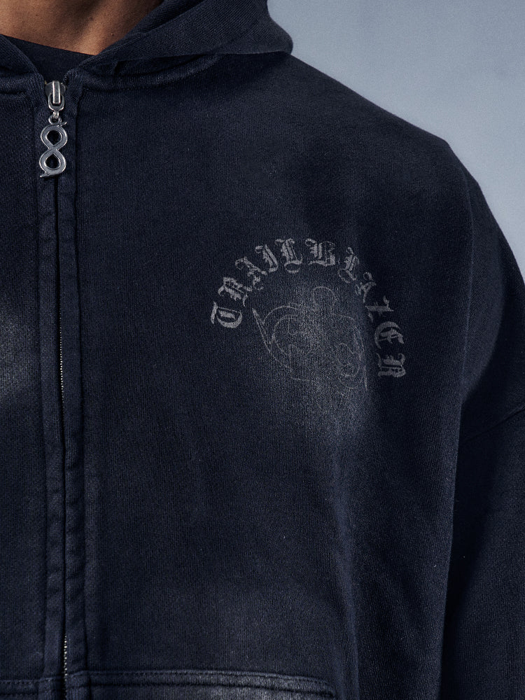 YADcrew x BIPOLAR Mud Dyed Vintage Zipper Hoodie