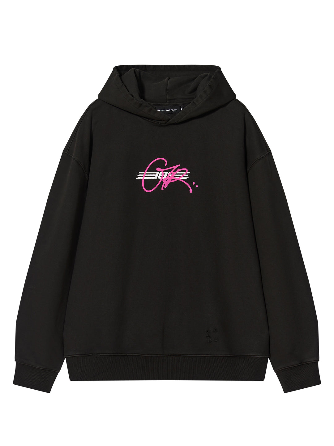 BLIND NO PLAN Washed Big Printed Letters Hoodie