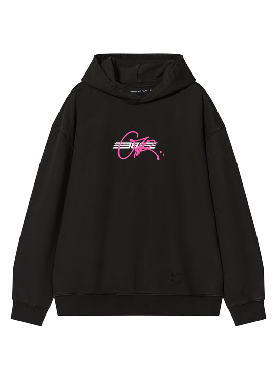 BLIND NO PLAN Washed Big Printed Letters Hoodie