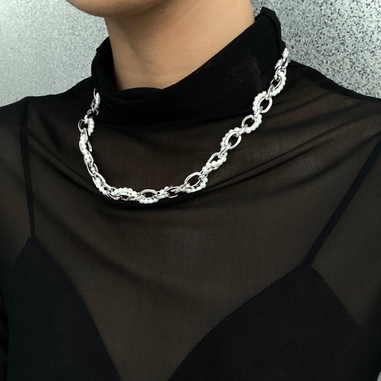 NboStore Cyberpunk Twisted Splicing Pearl Necklace | Face 3 Face