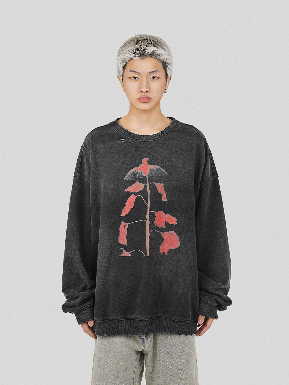 UNDERWATER Wormhole Destruction Alive Printed Faded Sweatshirt