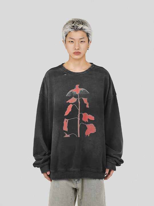 UNDERWATER Wormhole Destruction Alive Printed Faded Sweatshirt