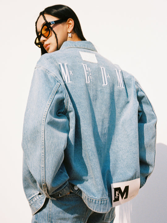 MEDM Logo Embroidered Denim Jacket | Face 3 Face