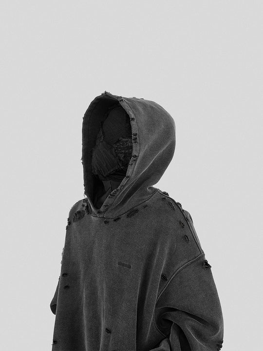 UNDERWATER Damaged Faded Logo Embroidered Hoodie