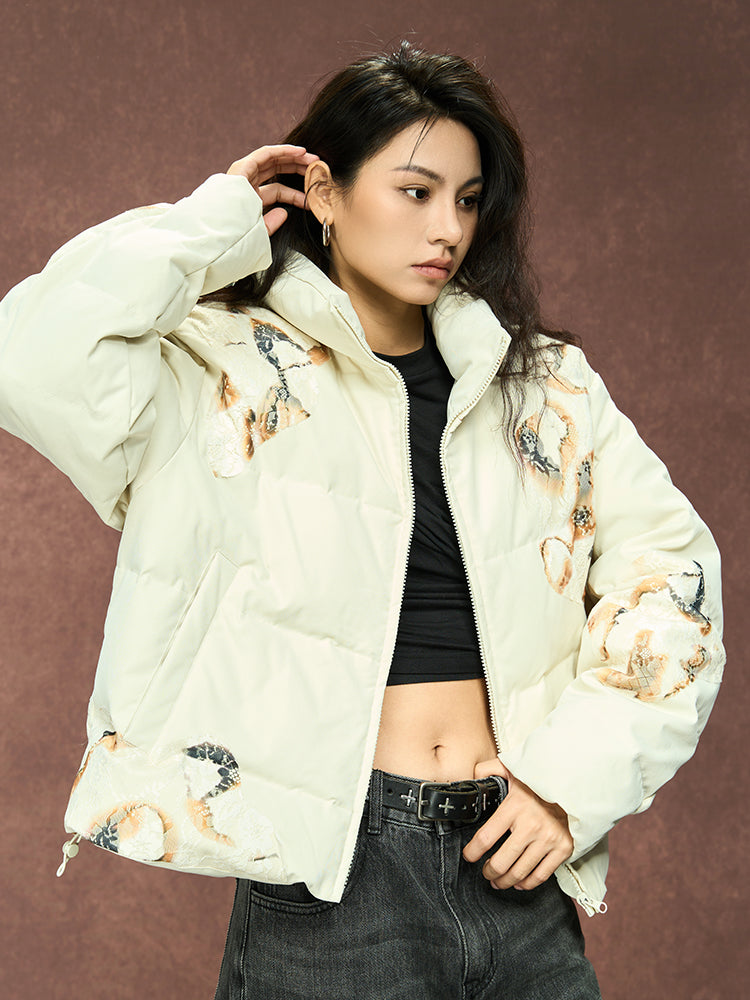 YADcrew Flame Lace Short Down Jacket
