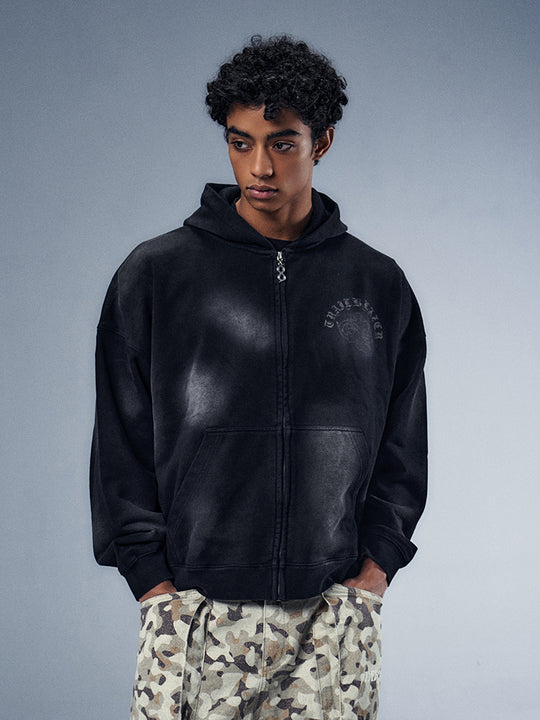 YADcrew x BIPOLAR Mud Dyed Vintage Zipper Hoodie
