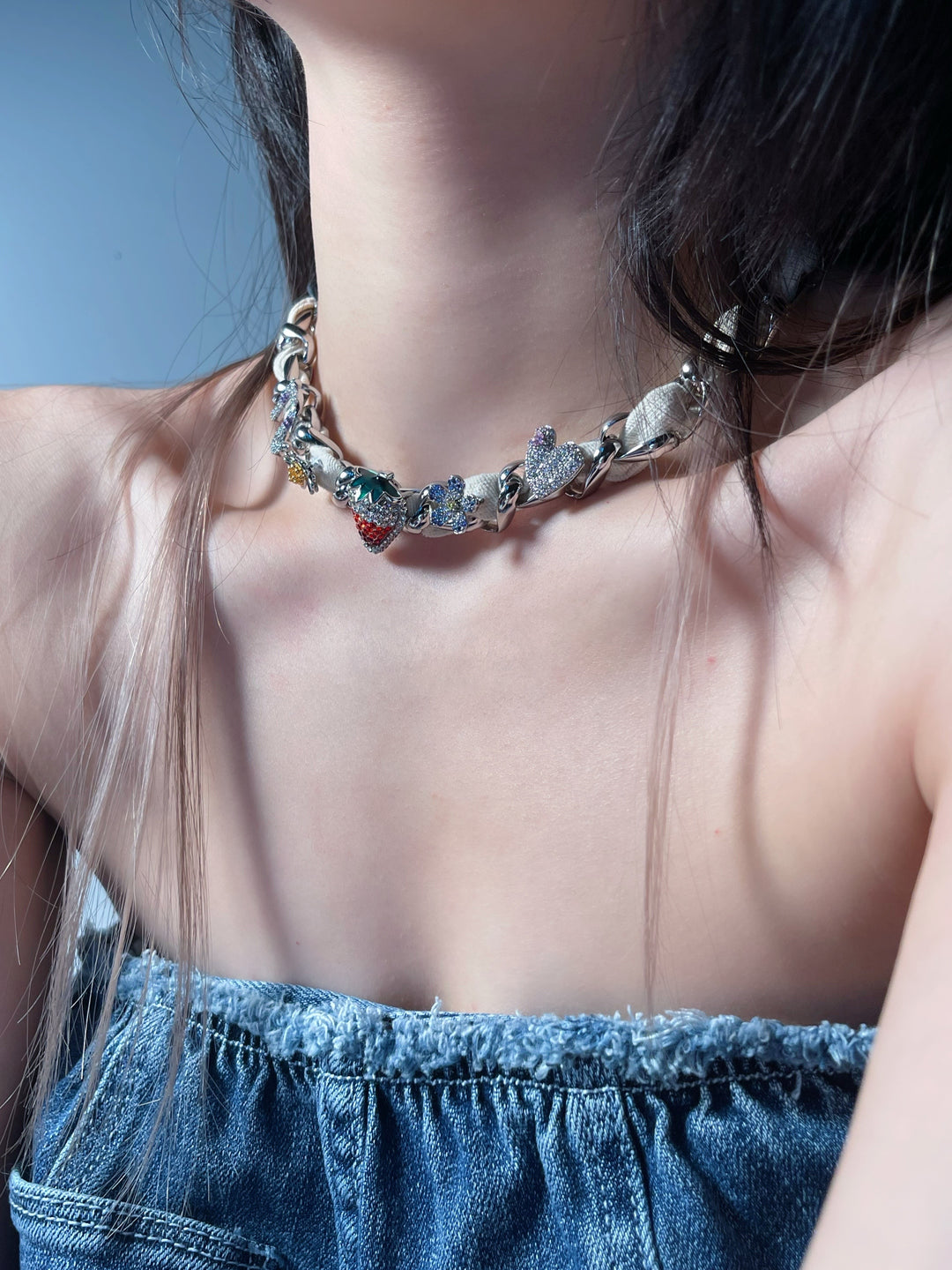 Nbostore Strawberry Full Of Diamonds Necklace