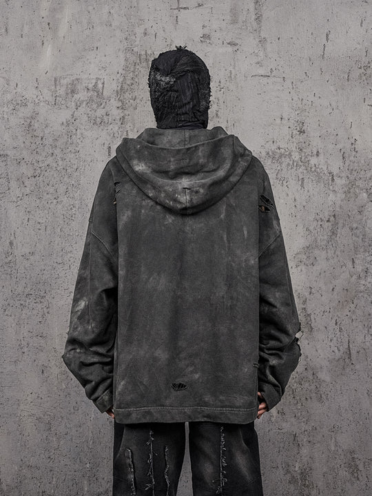 UNDERWATER Distressed Cross Stitching Hoodie