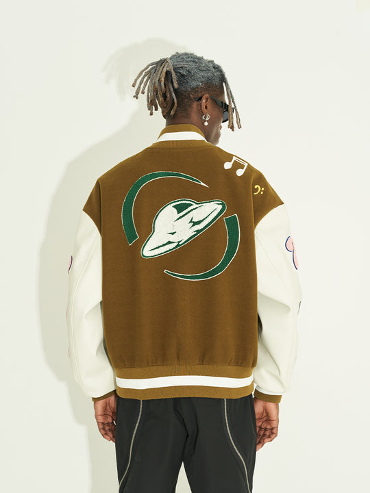 Harsh and Cruel Graffiti Logo Smiley Face Love Heart UFO Varsity Jacket | Face 3 Face