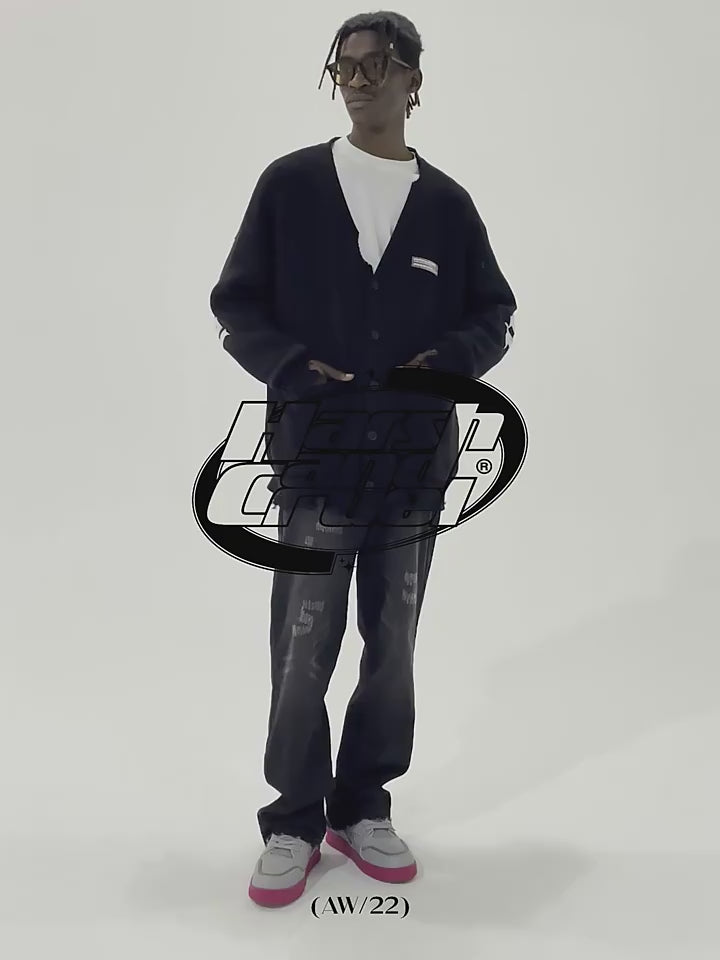 Harsh and Cruel Gothic Logo Printed Knit Sweater Cardigan