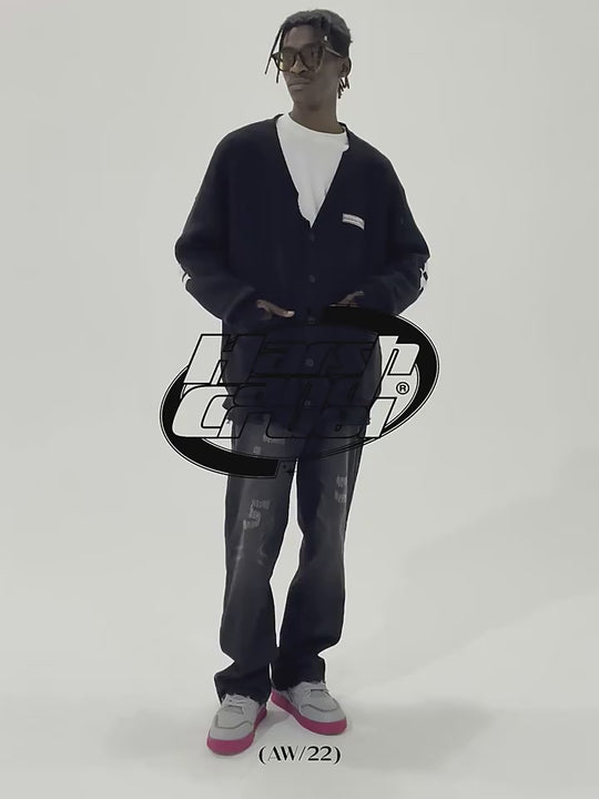 Harsh and Cruel Gothic Logo Printed Knit Sweater Cardigan