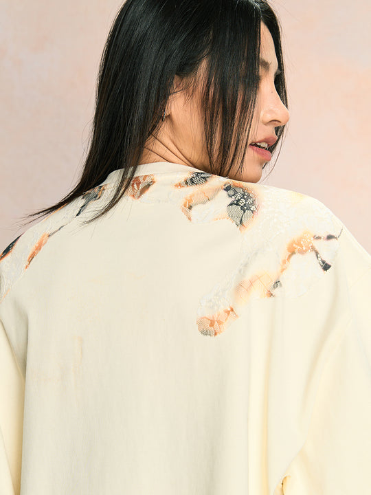 YADcrew Fire Lace Patchwork Tee