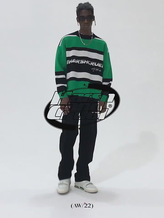 Harsh and Cruel Striped Logo Knit Sweater