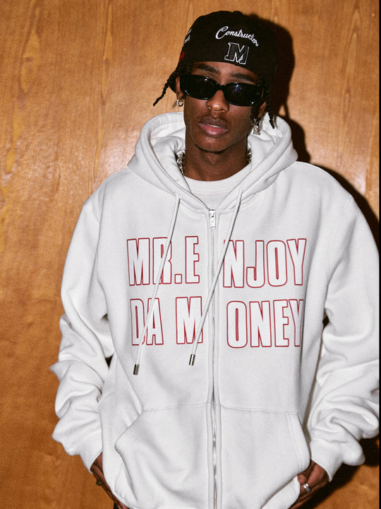 MEDM Letters Printed Logo Zipper Hoodie | Face 3 Face