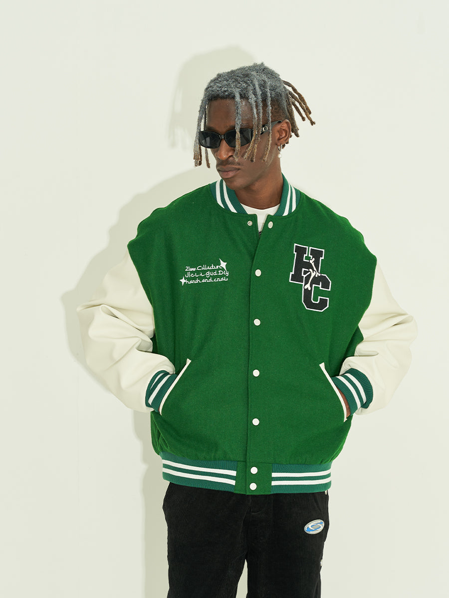Harsh and Cruel Circular Ring LOGO Bulldog Varsity Jacket | Face 3 Face