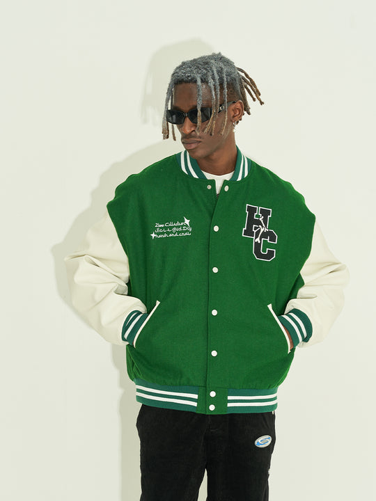 Harsh and Cruel Circular Ring LOGO Bulldog Varsity Jacket | Face 3 Face
