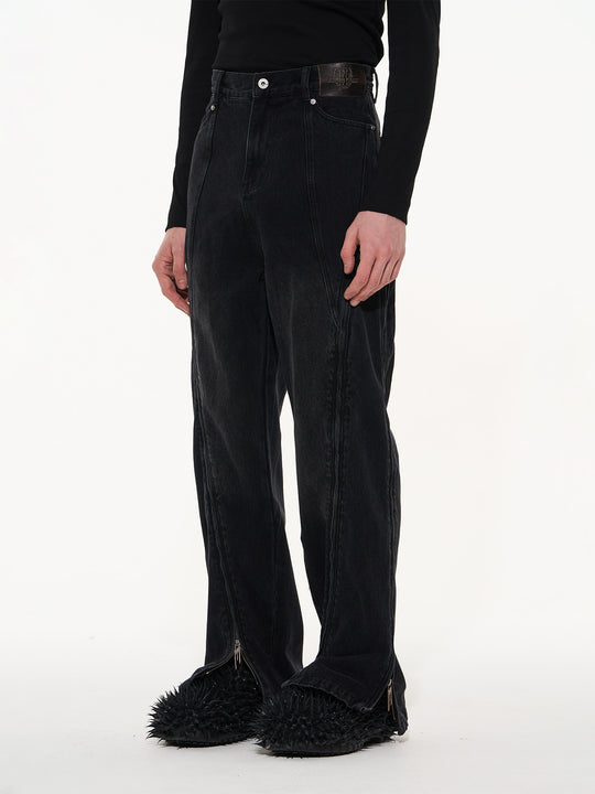 BLIND NO PLAN Multi Close Zipper Washed Denim Jeans