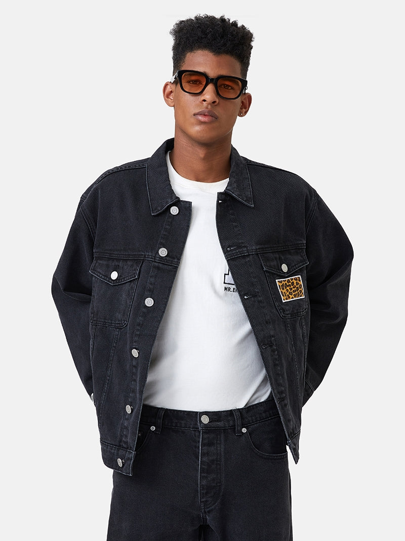MEDM Casual Letter Logo Denim Jacket | Face 3 Face