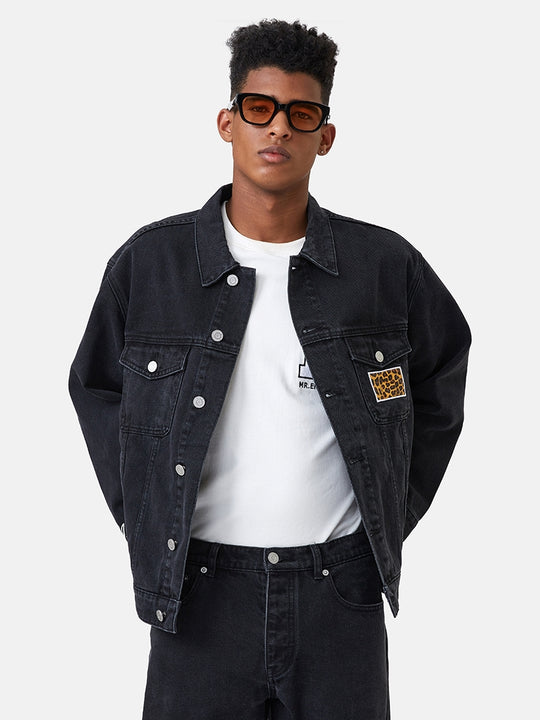 MEDM Casual Letter Logo Denim Jacket | Face 3 Face