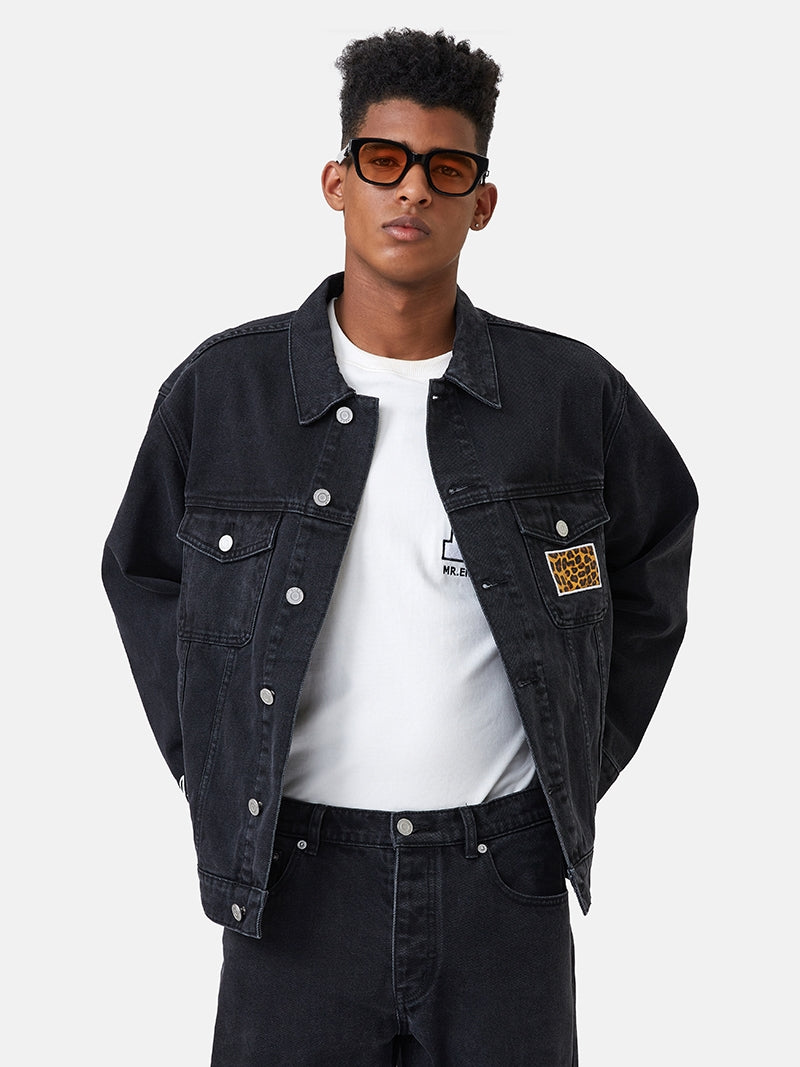aiNMkm Jeans Jacket for Men,Men's Summer Fashion Letter Causal