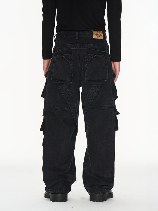 BLIND NO PLAN Deconstructed Workwear Pocket Denim Jeans